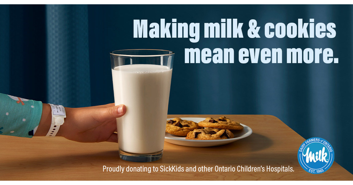 ANNUAL MILK & COOKIES CAMPAIGN FROM DAIRY FARMERS OF ONTARIO SUPPORTS