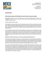 NGEx Minerals Reports Q3 2022 Results and Provides a Corporate Update