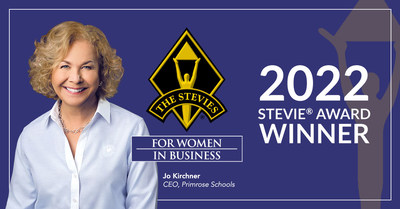 Jo Kirchner, CEO of Primrose Schools, a high-quality early education and care leader with more than 475 schools, was named the winner of two Gold Stevie Awards in the Female Executive of the Year and Lifetime Achievement categories at the 19th annual Stevie Awards for Women in Business.