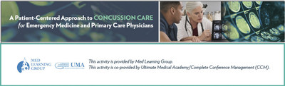 This free course on concussion care features physician and patient give-and-take in webinar and one credit-hour of continuing medical education (CME) formats; image provided by Med Learning Group.