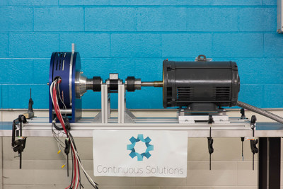 15 kW motor generator on test bench (left side). Note size compared to similarly powered electric motor on right.