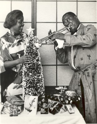 More than 50 years after his passing, the legendary Louis Armstrong is back on the charts with the release of his first-ever Christmas album, "Louis Wishes You A Cool Yule" (Verve/UMe). Photo of Louis & Lucille Armstrong. Courtesy of The Louis Armstrong House Museum.
