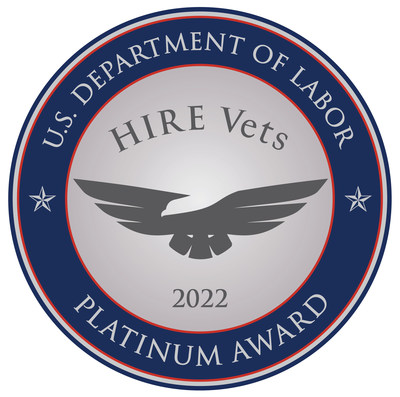 The U.S. Dept. of Labor honored Wounded Warrior Project with its HIRE Vets Platinum Award.