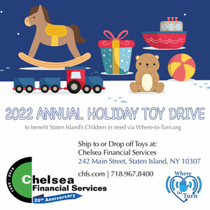 Chelsea Financial Services' Annual 2022 Holiday Toy Drive in Staten Island Benefits Where-to-Turn.Org