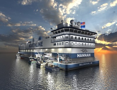 Rendering of Northline Seafoods' salmon processing barge, the "Hannah"