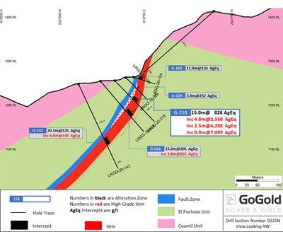 Figure 1: Main Area – Cross Section Hole LRGG-22-218 (CNW Group/GoGold Resources Inc.)