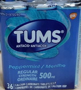TUMS Peppermint Regular Strength tablets: One lot recalled due to contamination (CNW Group/Health Canada)