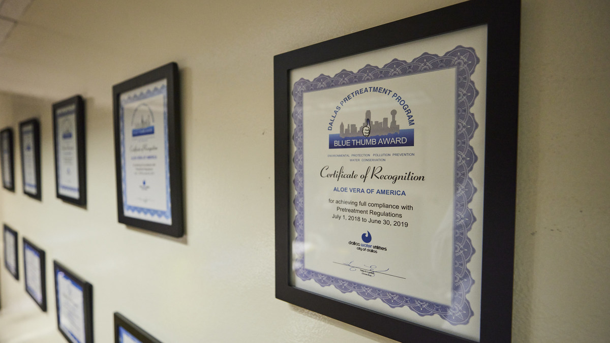 Aloe Vera of America Receives Award for Environmental Health Efforts