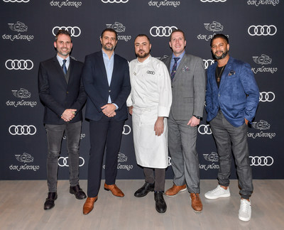 Audi Canada hosts its third sustainability dinner at Michelin-Starred restaurant Don Alfonso 1890, attended by Franco Stalteri, Vito Paladino, Chef Daniele Corona, James Peden, Devo Brown, on November 29, 2022 in Toronto. Credit:  Ernesto Di Stefano/George Pimentel Photography (CNW Group/Audi Canada)