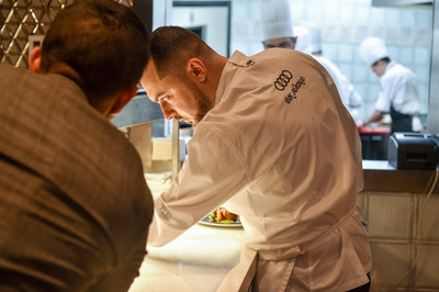 Audi Canada hosts its third sustainability dinner at Michelin-Starred restaurant Don Alfonso 1890, on November 29, 2022 in Toronto. Chef Daniele Corona, photo by Ernesto Di Stefano/George Pimentel Photography (CNW Group/Audi Canada)