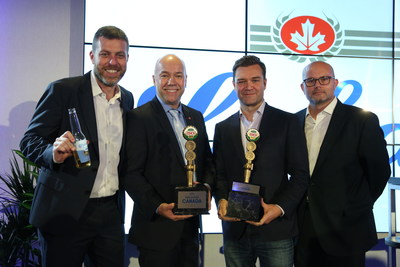 Matt Jeneroux from Edmonton took home the Honourary Brewer title with his ?Jener-Brew' beer, and Andy Fillmore, Lena Diab, Rick Perkins, and Dr. Stephen Ellis from Halifax won the People's Choice Award for their ?Out of Order Ale' brew. (CNW Group/Labatt Breweries of Canada)