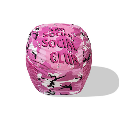 The limited edition Lovesac Sac Cover features an exclusive bright pink camouflage print designed by the streetwear brand Anti Social Social Club.