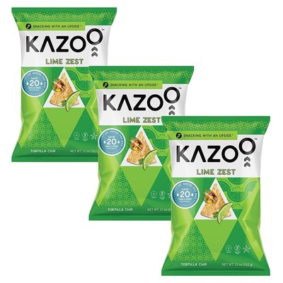 Kazoo Snacks Lime Zest Tortilla Chips - 3-Pack