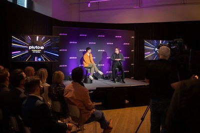 Carlos Bustamante (ET Canada) and Tom Ryan, President & CEO, Streaming at Paramount / Co-Founder & CEO, Pluto TV at a fireside chat during the Pluto TV Canada press conference. (CNW Group/Pluto TV (Canada))