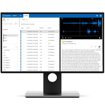 Equature's transcription automatically transcribes all audio captured by its recording system and aligns it with the call to easily listen and follow along throughout the transcription.