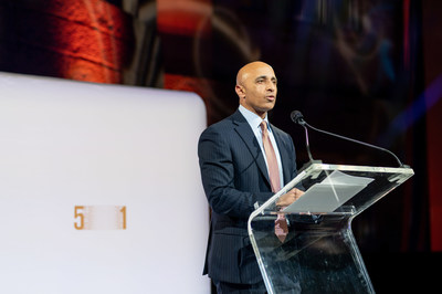 Ambassador Yousef Al Otaiba delivers his remarks to guests at the Kogod Courtyard. The United Arab Emirates (UAE) Embassy in Washington, DC gathered with American partners and friends to celebrate the UAE’s 51st National Day. The event honored the nation’s remarkable progress since its founding in 1971.