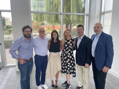 Carson Lappetito, of Sunwest Bank, Charles Potts of ICBA, Alana Levine and Nicky Senyard of Fintel Connect, Carey Ransom of BTV, and Wayne Miller of ICBA