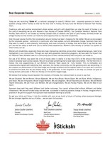 Women's Para Hockey of Canada - "Sticks In" Open Letter (CNW Group/Women's Para Hockey of Canada)