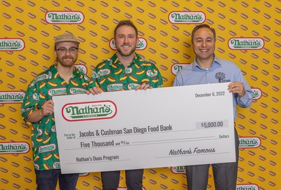 Nathan's Famous teamed up with Twitch personalities JoshOG and n0thing to present a $5,000 donation to San Diego Food Bank in support of its hunger relief efforts across the region.