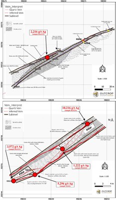 Map 3. Frias mine detailed geological map with sample assays from this release. (CNW Group/Outcrop Silver & Gold Corporation)
