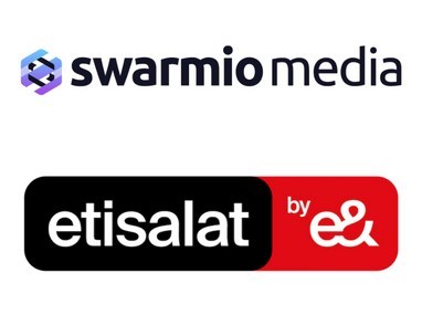 Swarmio Media and etisalat by e& logo (CNW Group/Swarmio Media Holdings Inc.)