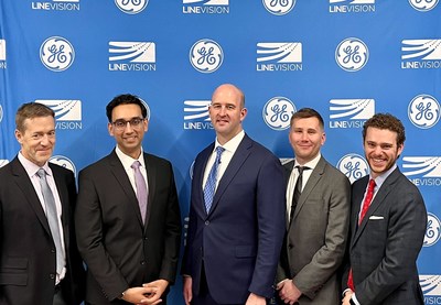 L to R: Hudson Gilmer, Co-Founder and CEO, LineVision, Sal Gill, Global Product Line Leader Transmission Grid Automation, GE, Alex Houghtaling, VP Sales, LineVision, Massimo Nardi, Director of Sales, North Region, GE and Jonathan Marmillo, Co-founder, VP Product, LineVision