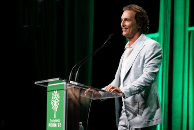 Actor and just keep livin' Foundation founder Matthew McConaughey speaks at the Sandy Hook Promise 10-Year Remembrance benefit event in New York City on Dec. 6, 2022 about the importance of gun violence prevention and investing in the lives of children.