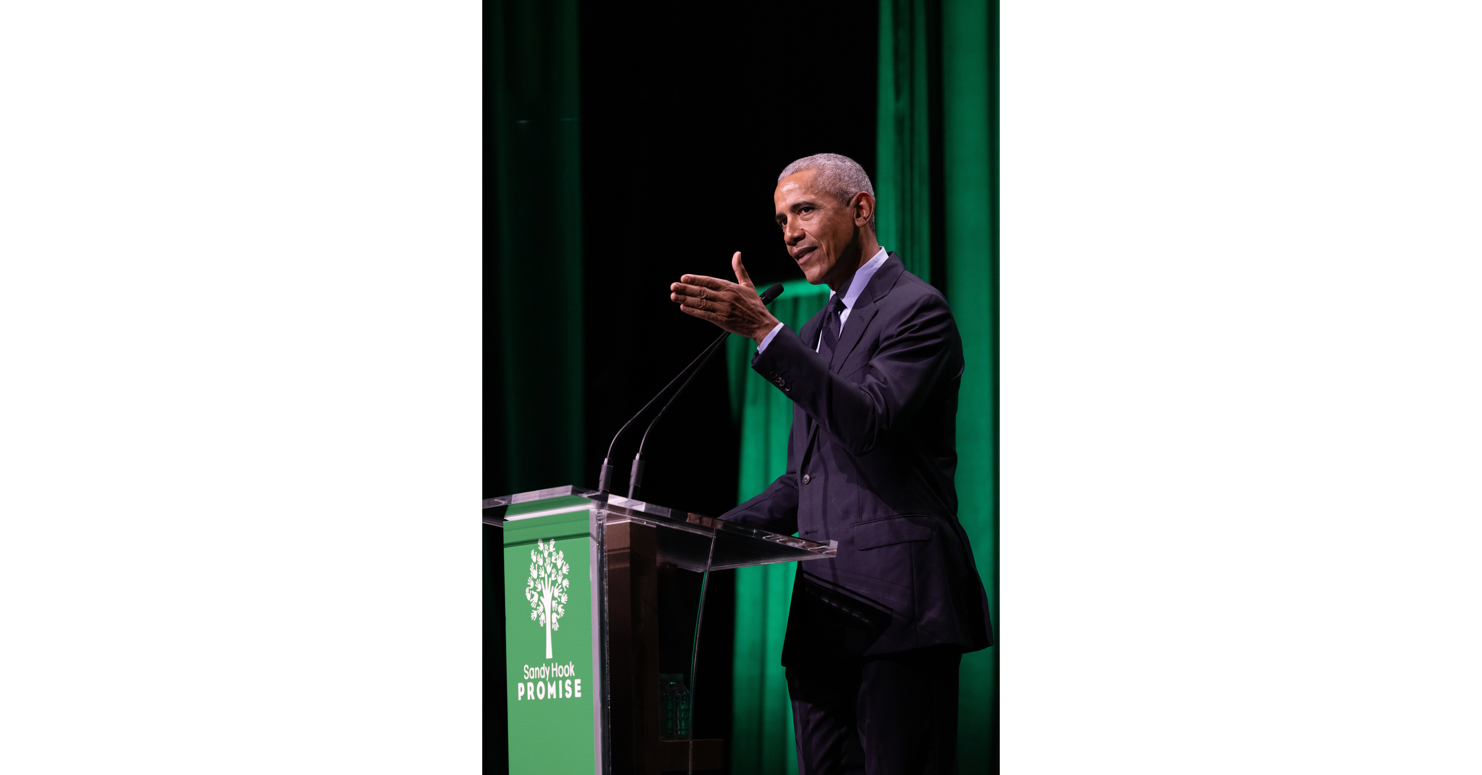 Barack Obama speaks onstage during the 2022 Sandy Hook Promise News  Photo - Getty Images