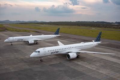 Porter Airlines reveals first Embraer E195-E2 destinations, between Toronto Pearson and Vancouver, Ottawa and Montreal (CNW Group/Porter Airlines)