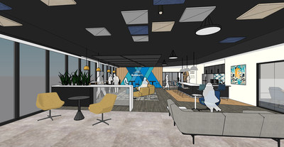 A rendering of the new Comerica BusinessHQ collaborative space showcases the capabilities the project will provide to support small businesses in Dallas’ Southern sector.
