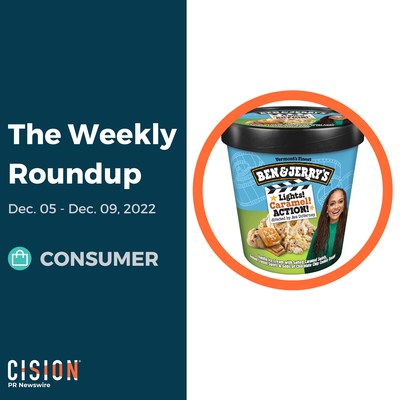 PR Newswire Weekly Consumer Press Release Roundup, Dec. 05-Dec. 09, 2022. Photo provided by Ben & Jerry's. https://prn.to/3VJftVR