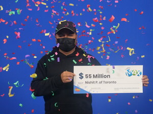 TORONTO RESIDENT CELEBRATING A $55 MILLION LOTTO MAX JACKPOT WIN