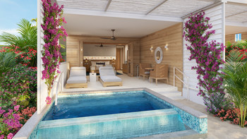 Guests booked in one of Sandals Halcyon’s new Joli Beachfront Suites can cool off with a dip in their private pool or soaking tub, or step out to the beach for a walk on the sand. After sunset, this beautiful hideaway transforms into a magical setting for two. (PRNewsfoto/Sandals Resorts International)