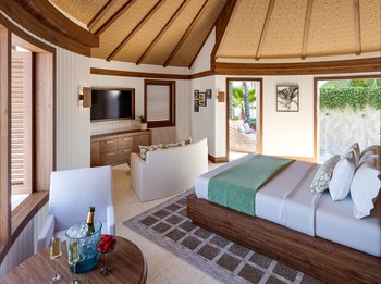 A nod to the Sandals brand’s iconic conical shaped suites, the new Koko Rondoval Villas at Sandals Halcyon in St. Lucia create an airy, nature inspired space, named for the local coconuts that perfume the air and permeate island cuisine. (PRNewsfoto/Sandals Resorts International)