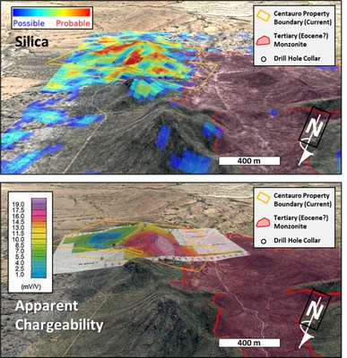 Figures 2 & 3: Oblique view of the Centauro Property from the northwest (CNW Group/Southern Empire Resources Corp.)