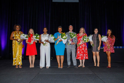 2022 ChenMed Award Winners
 (pictured, left to right): 
Dr. Tameka Joseph (Miami, FL); Madeline Haftel (Miami, FL); Dr. Cynthia Paige (Charlotte, NC); Nakita Shamlee (Virginia Beach, VA); Dr. Michael Perry (Virginia Beach, VA); Dr. Laurel Marques (Columbus, OH); Siolys Gonzalez (Broward County, FL); Rosemarie Goris-Hernandez (Broward County, FL)