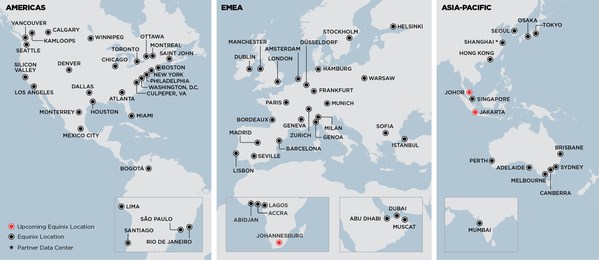 Global Reach of Platform Equinix with operations in South Africa
