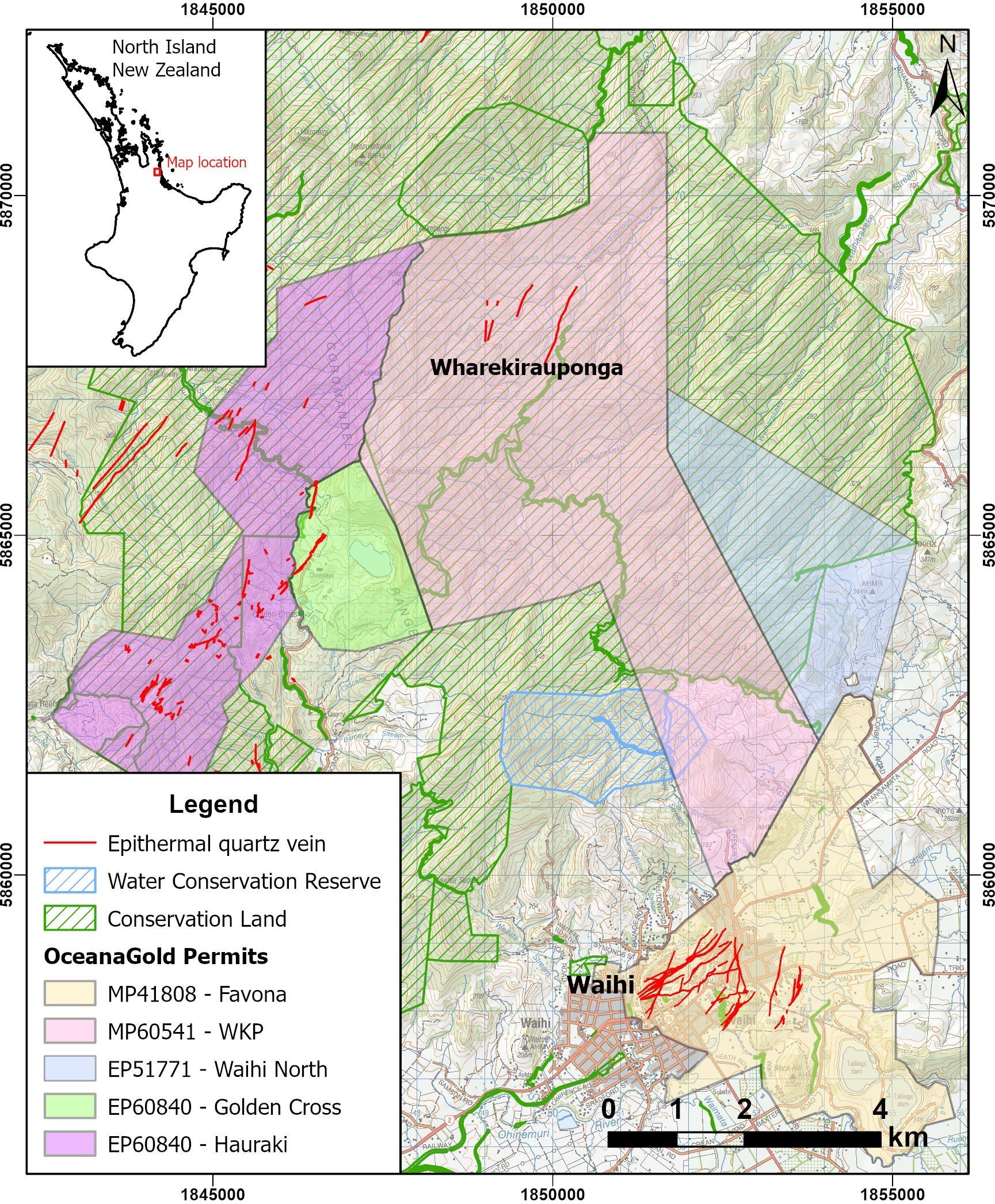 Figure 1: Location Map showing Waihi Gold Mine and Wharekirauponga Deposit (CNW Group/OceanaGold Corporation) Figure 1: Location Map showing Waihi Gold Mine and Wharekirauponga Deposit (CNW Group/OceanaGold Corporation)