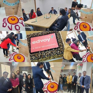Edvoy VP Sales (South Asia), Firoz Sait, inaugurates Edvoy's new office in Delhi