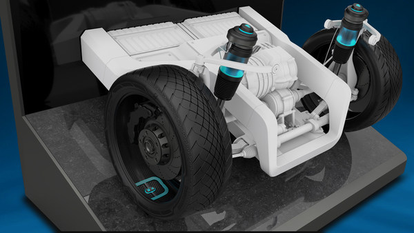 普利司通的智能转角解决方案展示了提高电动和自动驾驶汽车性能、舒适性和效率的能力，同时最大限度地延长轮胎和空气弹簧的寿命。