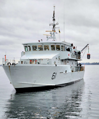 November 2022 - Cellula’s Imotus-S drone being deployed off an RCN Orca class vessel in Saanich Inlet (CNW Group/Cellula Robotics Ltd.)