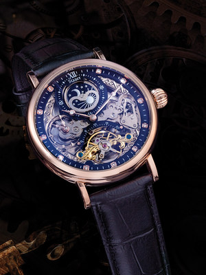Skeleton timepieces like Stauer's Blue Men's Automatic Skeleton Watch offer wearers a transparent view of the mechanisms that allow them to function.