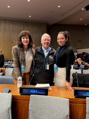 December 13th, Helen Woodward Animal Center addressed Non-Governmental Organizations in consultative status with the Economic and Social Council for the first time during a meeting in the United Nations Headquarters in New York.  Center CEO Mike Arms, accompanied by Vice President of Development Renee Resko and Social Media and Technology Manager Jacqueline Kelleher, presented the Center’s views and goals to the ECOSOC members.