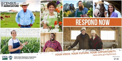 The 2022 Census of Agriculture is underway. It is the only source of uniform, comprehensive, & impartial agricultural data for the U.S. (PRNewsfoto/USDA NASS)