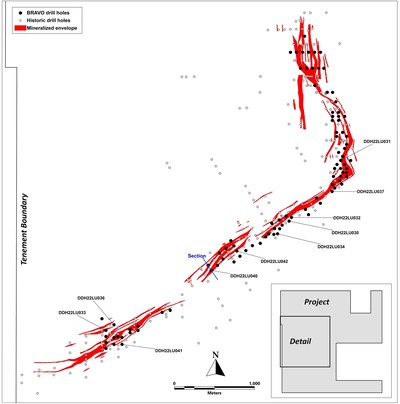 Location of Bravo Drilling Reported in this Document (CNW Group/Bravo Mining Corp.)