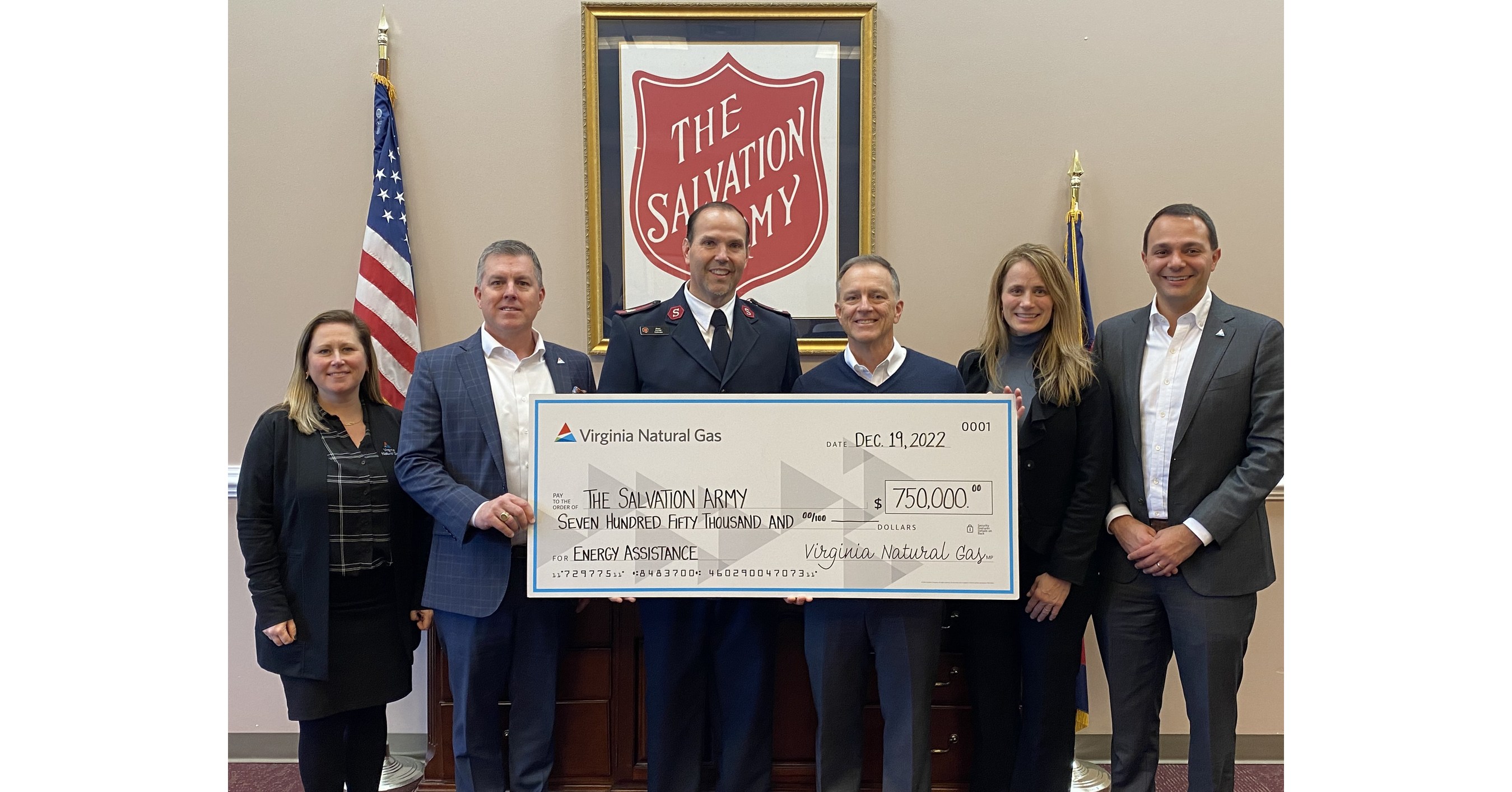 Virginia Natural Gas awards 750,000 to Salvation Army to assist in