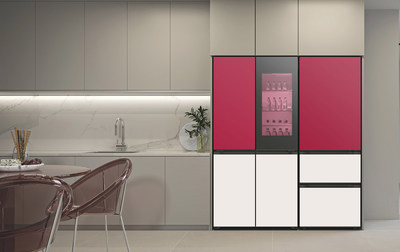 LG refrigerators with MoodUP feature the 2023 Pantone color Viva Magenta.