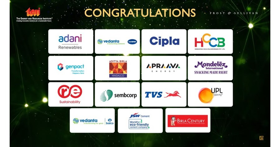 Frost & Sullivan and TERI's Sustainability 4.0 Awards 2022 Honored Companies Excelling in Incorporating Sustainability Practices into their Business Strategy - Vimarsana News