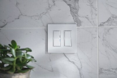 Pictured Diva smart dimmer (left) and Claro accessory smart switch (right)
