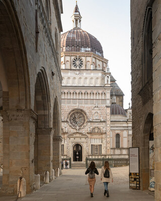 The historical centre of Bergamo Alta, with an external view of Cappella Colleoni